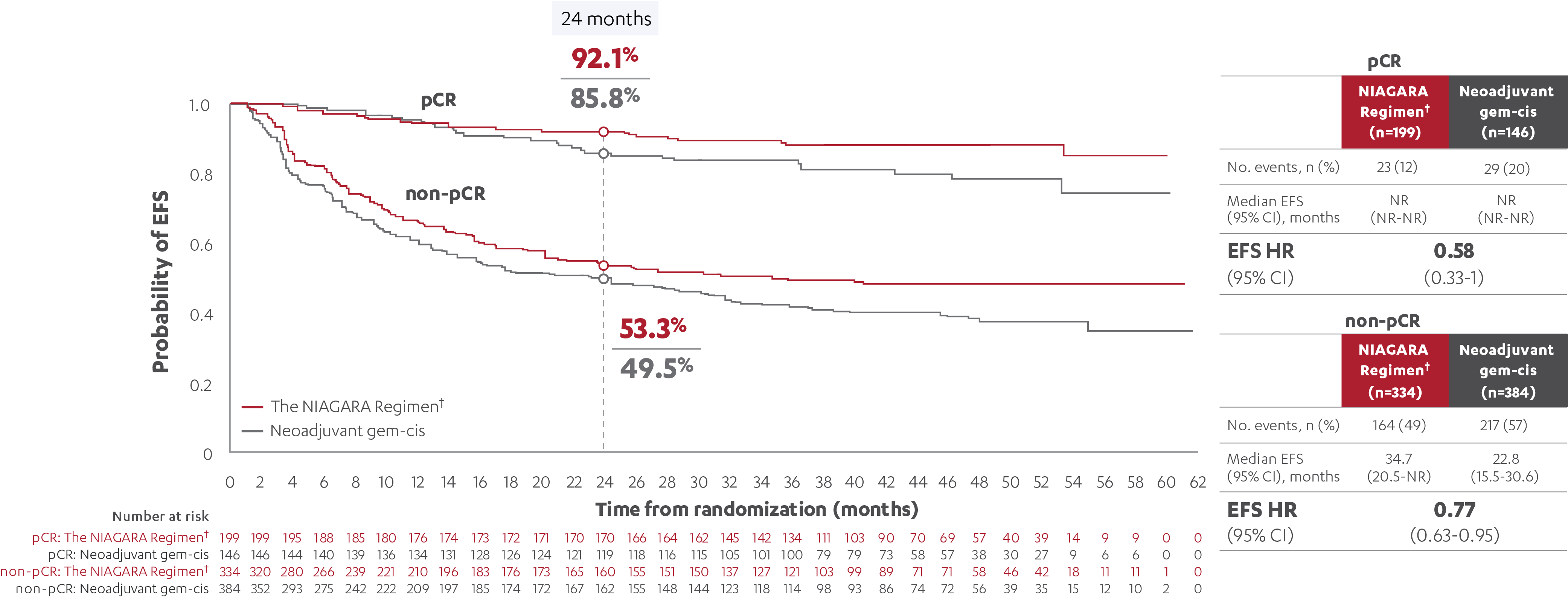EFS in Patients With and Without a pCR