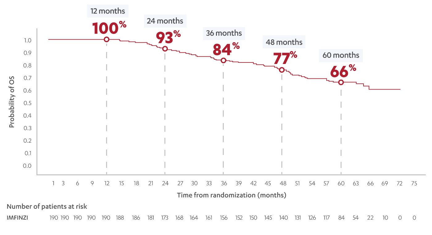 Overall Survival in Patients Who Completed IMFINZI (n=190)